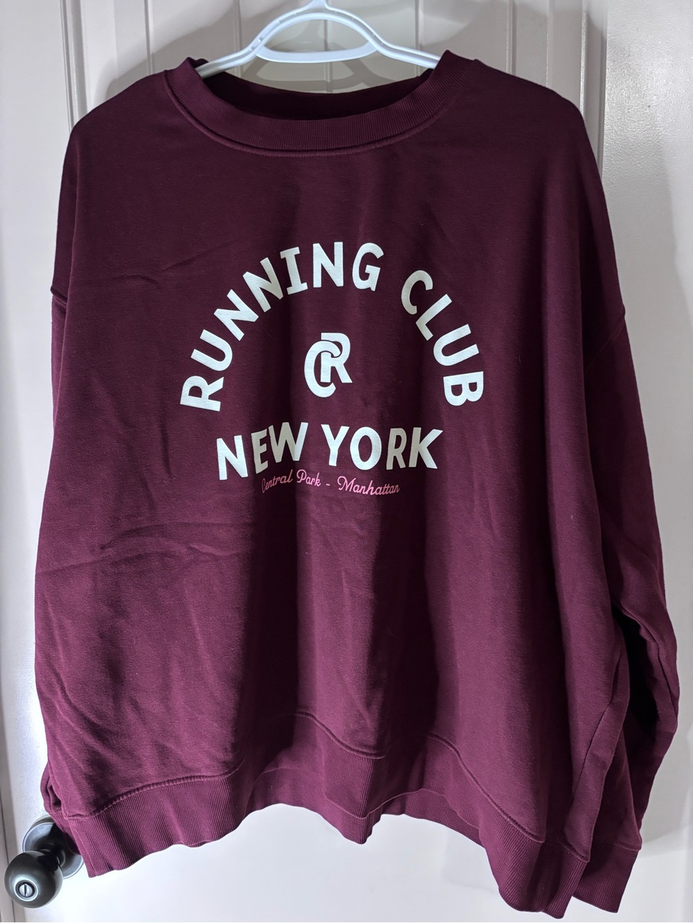 H&M Burgundy Running Club New York Graphic Crewneck Sweatshirt